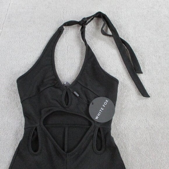 White Fox Boutique Less Talking Jumpsuit Womens XS Black Pants Tie NEW - Picture 2 of 12
